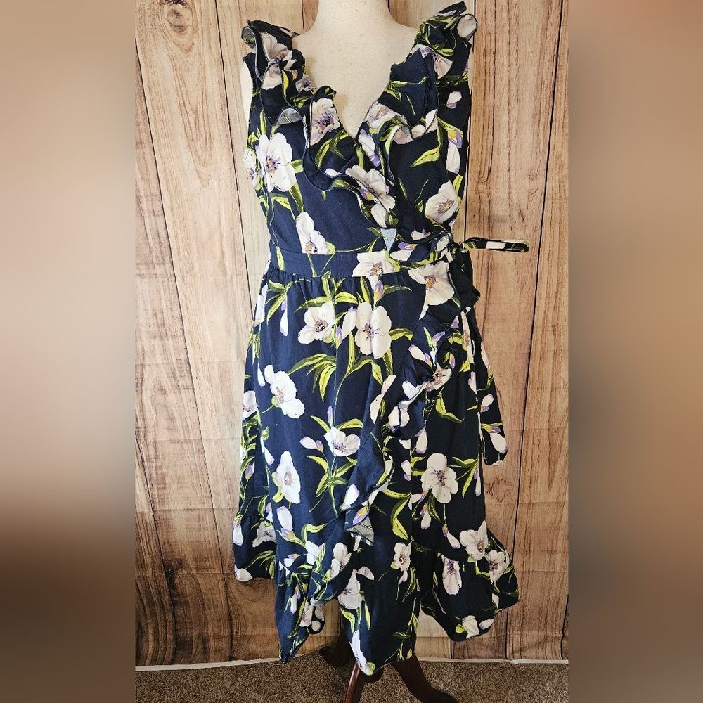 Gabrielle Union Macie Ruffle Wrap Midi Dress Size XXL